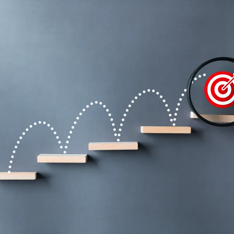 gradually going up to achieve a goal